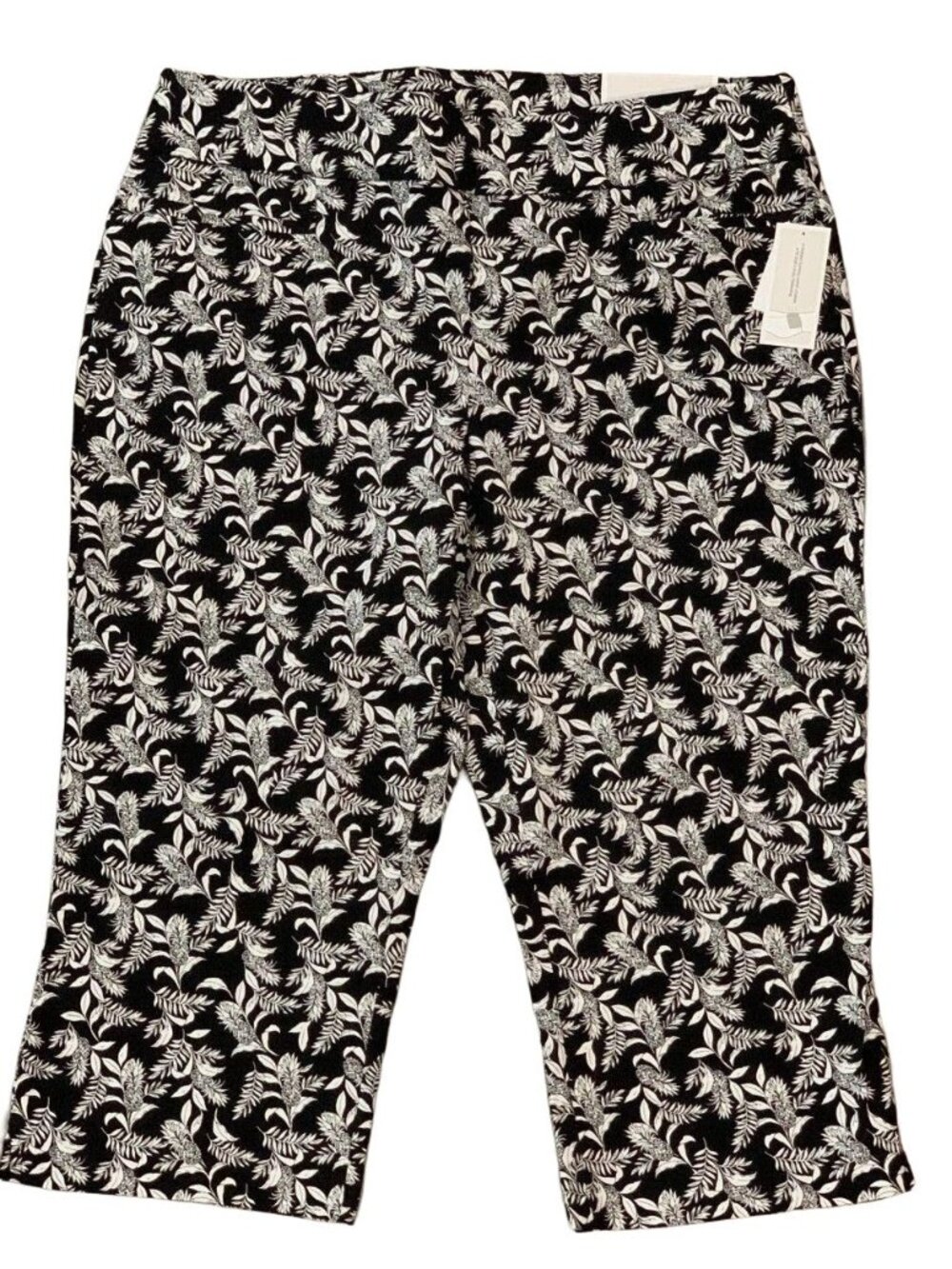 Christopher & Banks Crop Pants 14 Signature Slimming Capri Black White Tropical